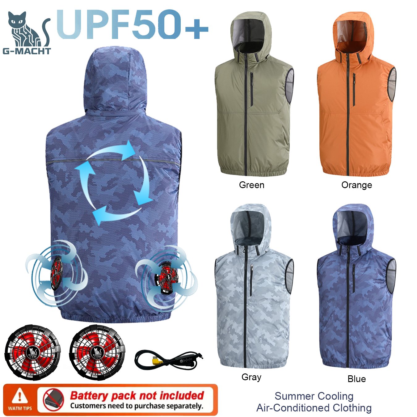 Outdoor Sport Windbreaker - Gilet de sport d'été 12V/5V avec