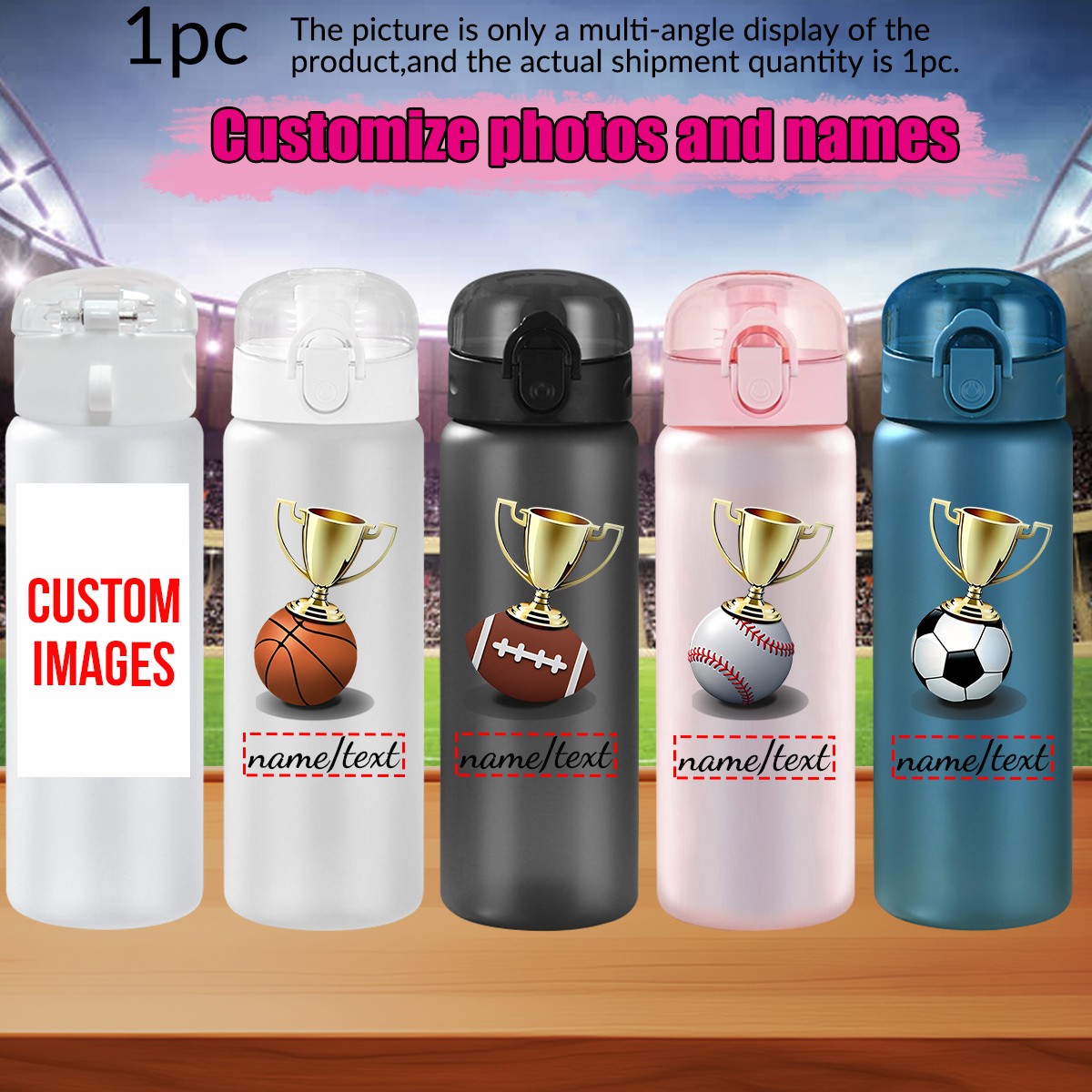 Outdoor Sport Name - Bouteille d'eau en plastique anti-fuite de