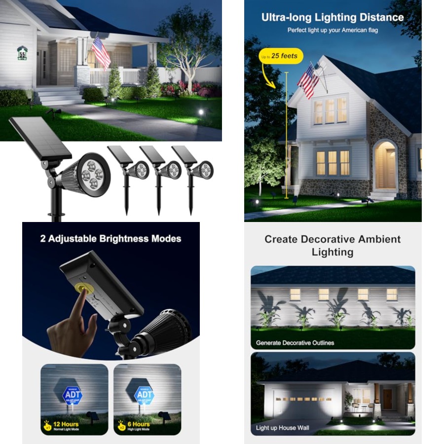 Outdoor Spotlight - Projecteurs solaires extérieurs étanches pour arbres,