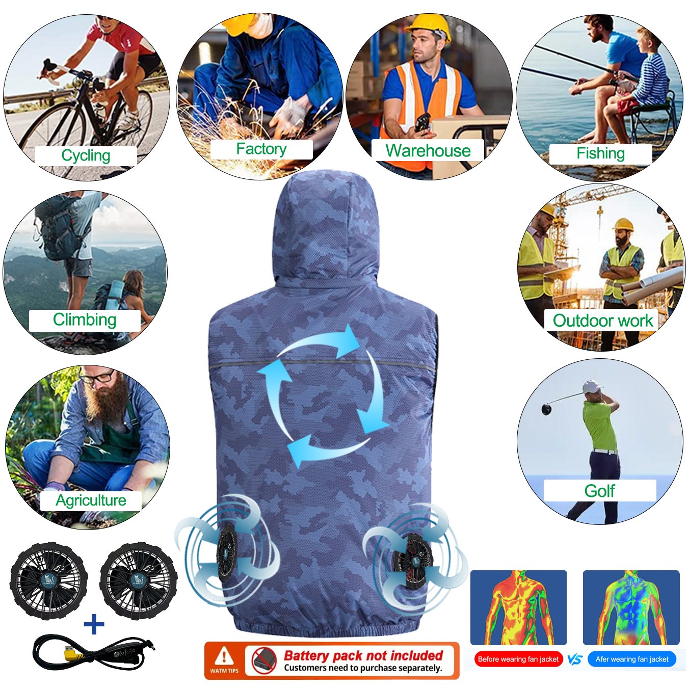 Gilet de sport d'été 12V/5V av - Outdoor Sport Windbreaker avis et prix